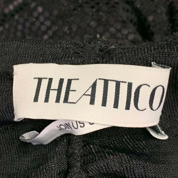 THE ATTICO Black Nylon Blend Sequined One Shoulder Dress Top - Picture 4 of 6